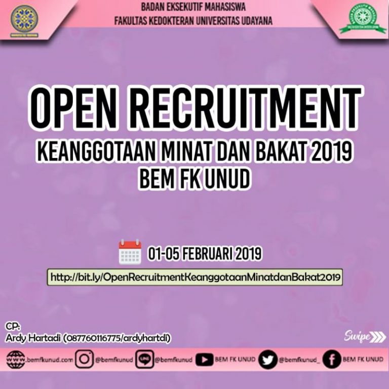 OPEN RECRUITMEN ANGGOTA DIVISI MINAT DAN BAKAT 2019 - BEM FK UNUD