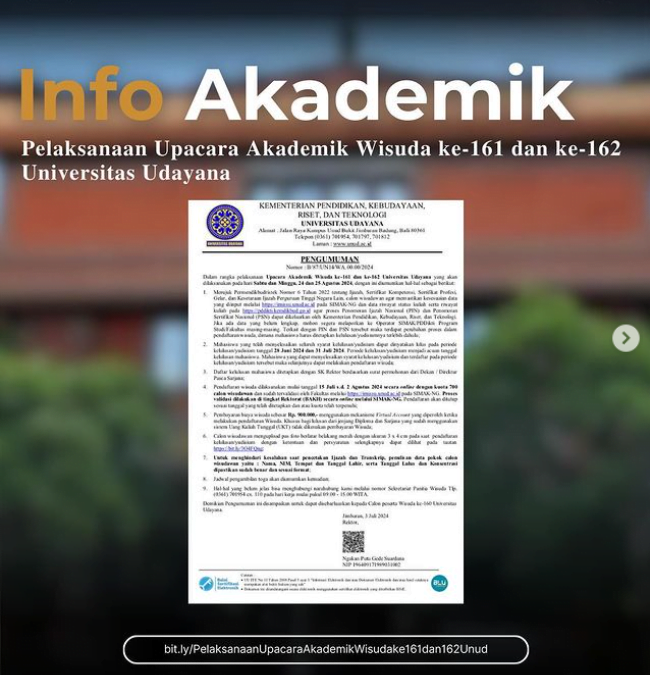Pelaksanaan Wisuda ke-161 dan ke-162 Universitas Udayana